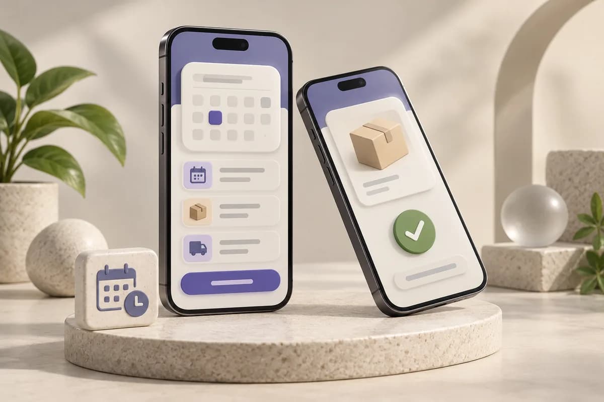 Concept illustration of booking and ordering on mobile phones