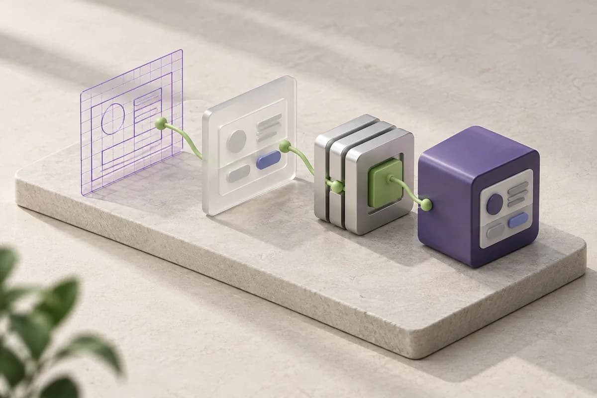 Concept illustration of a wireframe becoming working software